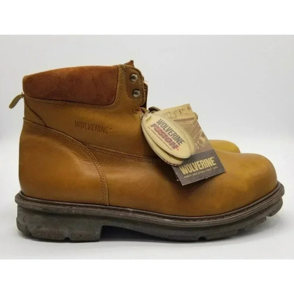 Wolverine Durashocks Work Boots Vibram Soles Fusion EH Tan Leather Men 14 E NWOB